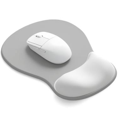 Imagem de eulps Mouse pad com descanso de pulso de gel, suporte de pulso ergonômico e confortável para laptop, mouse para alívio da dor com base de poliuretano antiderrapante para escritório e casa (cinza)