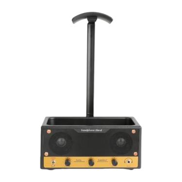 Imagem de BaotyJie Suporte para fone de ouvido com armazenamento, suporte para fone de ouvido gamer, organizador de mesa vintage resistente e multiuso para trabalho em, Malha de Chifre