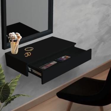 Imagem de Penteadeira Suspensa com Gaveta - 60x30cm, Branco ou Preto - Multiuso para Apartamento (Preto)