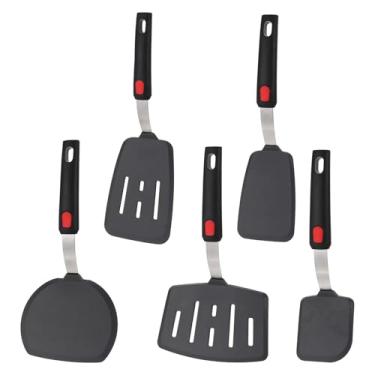 Imagem de Conjunto de espátula de silicone de 5 peças, espátula antiaderente, espátula de panqueca de silicone para panelas antiaderentes, utensílios de cozinha resistentes ao calor de 315 °C, podem ser lavados