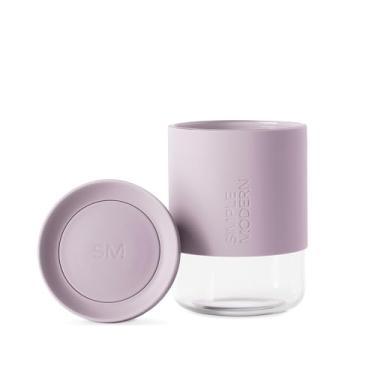Imagem de Simple Modern Clarity Cup | Copo de café de vidro com tampa de 360° e manga de silicone | Caneca de viagem para chá e cerveja gelada | 340 g | Mistura de névoa de lavanda