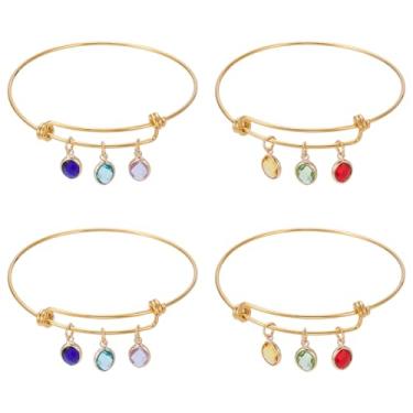 Imagem de UNICRAFTALE 4 peças, 2 estilos, pulseira de pedra do mês de nascimento geominimalista de aço inoxidável 304 pulseiras femininas com pingente de pedra de nascimento dourado com pingentes de vidro para