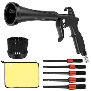Imagem de Lançador de ar para detalhes de carro, soprador de ar de limpeza de carro com protetor de borracha e soprador de ar de tornado ajustável em latão para ferramenta pneumática de compressor
