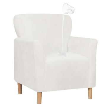 Imagem de NICEEC Capas elásticas de elastano para cadeira, supermacia, moderna, banquete, poltrona, repelente de água, protetor de móveis para sala de estar, escritório, leitura (branca)