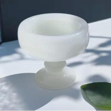 Imagem de Copo de aromaterapia de mármore jade branco, óleo de pedra natural redondo e suporte de vela, copo decorativo com veias exclusivas para spa, sauna, relaxamento, meditação e decoração de casa, 12,7 cm