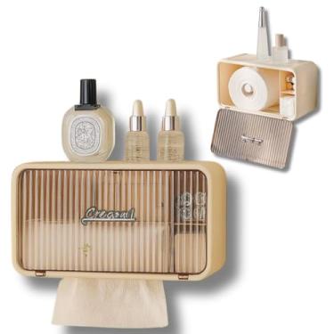 Imagem de Organizador de Banheiro com Porta Papel Higiênico, 28 x 12,5 x 15,5 cm, Creme Elegante Moderno