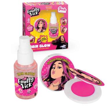 Imagem de Kit Hair Glow Emilly Vick Dos Rosa Original, Brink Model, Sombra + Gli