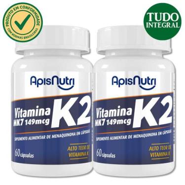 Imagem de Kit 2 Suplemento De Vitamina K2 MK7 300mg 60 Capsulas - Apisnutri