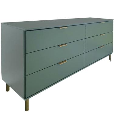 Imagem de Comoda 158 cm 6 Gavetas Pes Madeira DM243 Verde Oliva Dtall