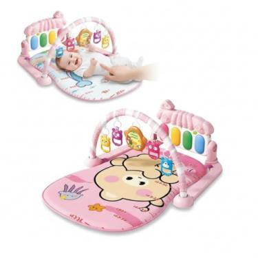 Imagem de Tapete de Atividades Musical com Piano Mobiles Suspensos Educativos Estimulo Sensorial Para o Bebe (Rosa)