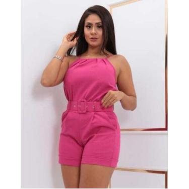 Imagem de Conjunto Linho Feminino Look Pronto Moda Short Blusa Cinto Elegante So