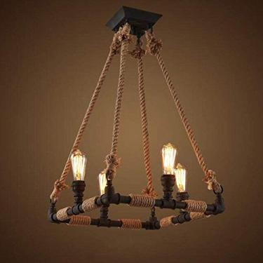 Imagem de Luminária de teto Northern Retro Industrial Características Tubo de água Corda de cânhamo Lustre de ferro Café Bar Loja de roupas Lustre Lustres modernos (Tamanho: