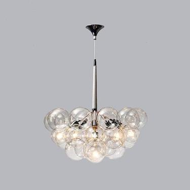 Imagem de Lustre de vidro transparente com 12 bolas, preto, dourado, moderno, de meados do século, luminária pendente, industrial, de fazenda, para mesa de jantar, sala de estar, quarto, cozinha, hall