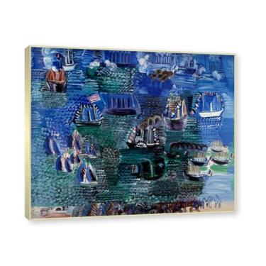 Imagem de Moldura de champanhe. Impressões Raoul Dufy, (festa marítima), pôster de viagem vintage, arte impressionista, imagem de arte de parede em tela para decoração de casa. 40 x 48 cm - 15,7 x 18,9 pol