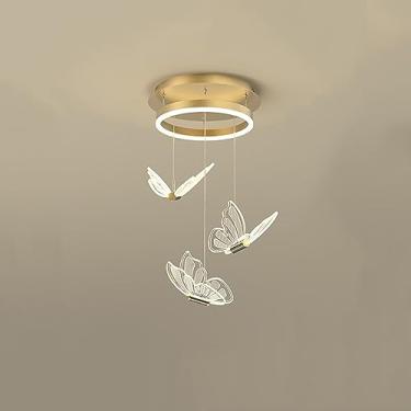 Imagem de Lustre borboleta para quarto de meninas Lustre moderno de LED Teto alto Hall de entrada Escadaria Luminária pendente suspensa de meados do século para sala de jantar Ilha de cozinha Sala de