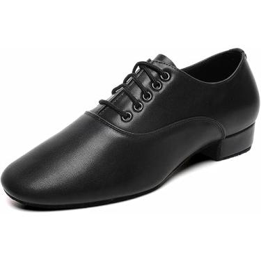 Imagem de Bokimd Masculino Sapatos de Dança de Salão com Sola de Couro Preto Tango Salsa Sapato de Personagem Latino (13 / Preto)