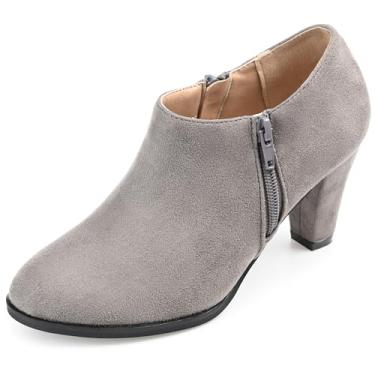 Imagem de Journee Collection Sanzi Womens Zippered High Heel Fashion Suede Comfy Lightweight Ankle Bootie Grey 9 W