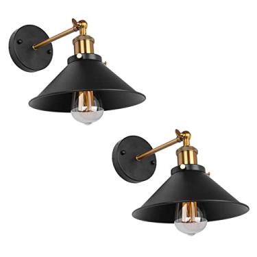 Imagem de Luminárias de parede industriais E27 Edison Vintage Ajustável Preto Arandela com Interruptor Interior Metal Abajur Retro Luminária de parede para Restaurantes Quarto Sala de estar Preto (Lâm