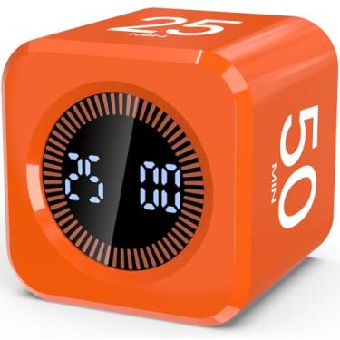 Imagem de Pomodoro Timer Cubo Visual Produtividade Flip Timer para Crianças Mesa de Aula, 5/10/25/50min e Contagem Regressiva Personalizada, Modo Silencioso e Som Cubo Digital para TDAH, Estudo, Trabalho
