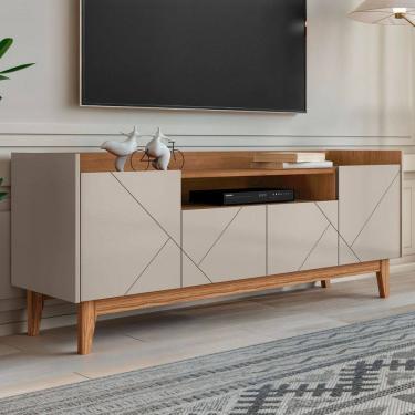 Imagem de Rack para TV Até 65 Polegadas Andriely 4 Portas Off White/Cedro - Pnr Móveis