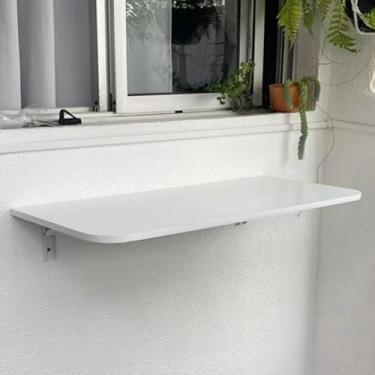 Imagem de Mesa Dobravel 100cm x 50cm Retratil de Parede Borda Redonda Suspensa Para Cozinha Pequena(Branca,100cm x 50cm)