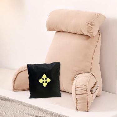 Imagem de Almofada de leitura/suporte lombar – Almofada para abraçar – Almofada de suporte com apoios de braço – lombar – Costas – Descanso de cama – Jogos – Capa lavável – Alça de transporte – Travesseiro para