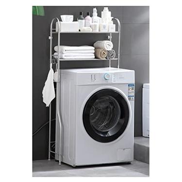 Imagem de Estruturas de armazenamento de lavadora para banheiro, prateleiras de armazenamento de 2 camadas sobre Washinghine, prateleira organizadora de banheiro, economia de espaço em aço inoxidável, rack de