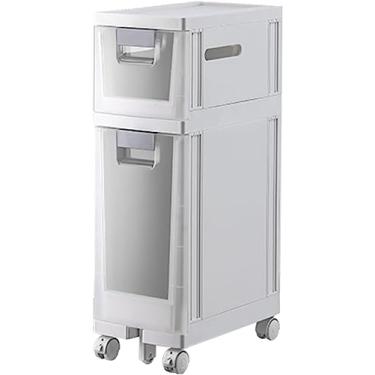 Imagem de Armário de armazenamento de piso de banheiro de 2/3/4 camadas, torre de armazenamento de vaso sanitário fino com gavetas e rodízios de plástico, armazenamento de papel higiênico para banheiro, quarto,