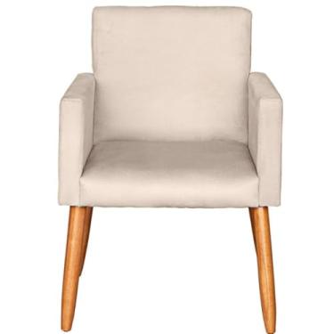 Imagem de Poltrona Estofada Decor para Sala de Espera Tecido Suede Macia Pés de Madeira Moblan decor (Bege)