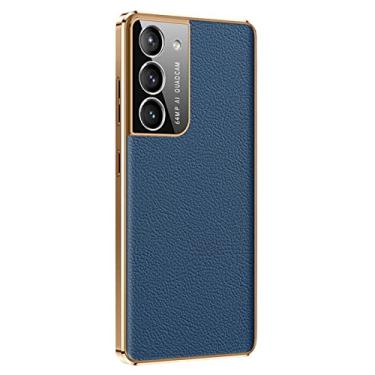 Imagem de MUENG Capa para Samsung Galaxy S22/S22 Plus/S22 Ultra, Padrão de lichia, Capa de Couro Real Premium Antiarranhões, Slim Fit, Câmera Tudo Incluído