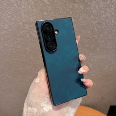 Imagem de Capa dobrável de couro sintético de luxo para Samsung Galaxy Z Fold 7 6 5 4 3 5g Fold7 Fold6 à prova de choque (para Galaxy Z Fold6/Azul)