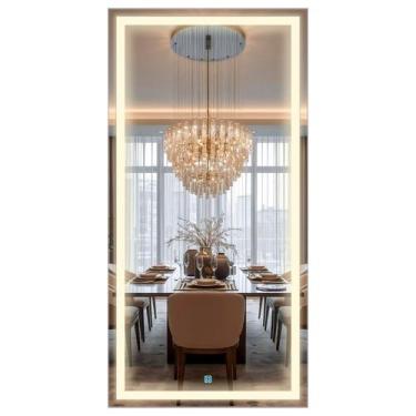 Imagem de Espelho Retangular 80x40 Com Led decorativo Jateado Lapidado - Espaço 