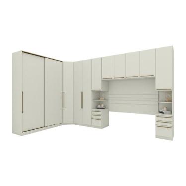 Imagem de Quarto Modulado Casal 6 Peças Portas Desl. Seletto Areia - Henn