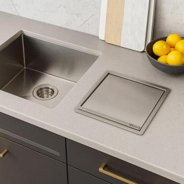 Imagem de Lixeira Quadrada Pia Bancada de Embutir Inox 5L Inox 304 Cozix