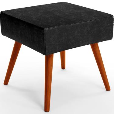 Imagem de Puff Banqueta Decorativa Com Pés Palito Lívia W01 Couríssimo Preto Brilho - Lyam Decor