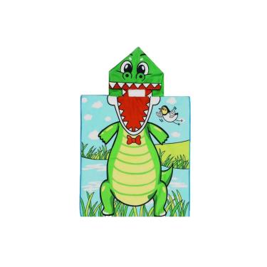 Imagem de Poncho Infantil Toalha Capuz Praia Roupao Jacare Verde