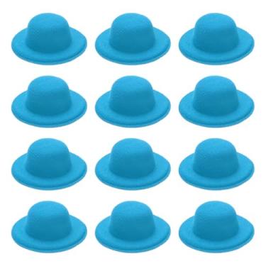 Imagem de PATIKIL Mini chapéus formais de 5,8 cm, 12 peças, mini chapéus de boneca em miniatura para artesanato, acessórios de cabelo, decoração de boneca, boneco de neve, azul celeste