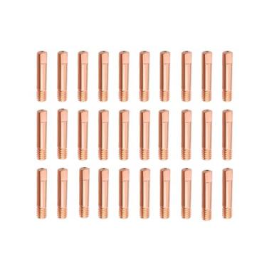 Imagem de TimelyDu Pontas de soldagem Mig Pacote com 30 pontas de soldagem 0,9 mm Ponta de contato para pistola de soldagem Mig Tocha de soldagem de substituição de pistola MIG, acessórios de soldagem, cobre
