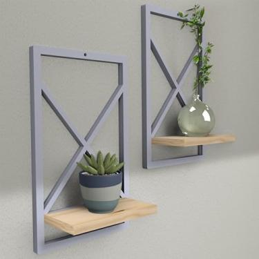 Imagem de Prateleira Estilo Industrial 23x37 cm modelo Ideal para Sala, Quarto, Cozinha e Banheiro(CINZA 23 x 37cm,2)