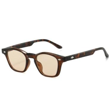 Imagem de Óculos de sol estilo olho de gato feminino, duas cores, retrô, rebites, masculino, uv400 (marrom champanhe)