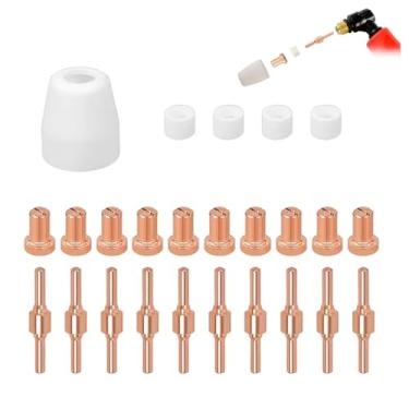 Imagem de Kit com Eletrodos e Bocais para Corte a Plasma, 25 Peças, Cobre e Cerâmica
