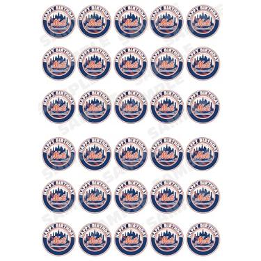 Imagem de 30 x Edible Cupcake Toppers – New York Baseball Team Themed Collection of Edible Cake Decorations | Uncut Edible on Wafer Sheet