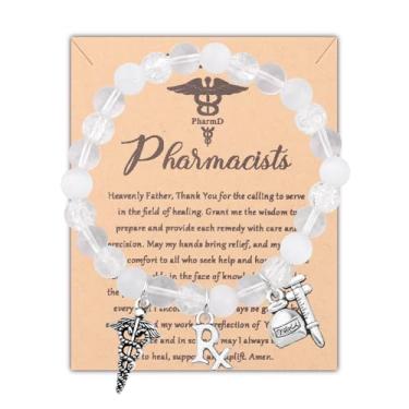 Imagem de UJIMS Presentes de farmacêutico para mulheres e homens, pulseira de oração de farmacêutico, presentes de graduação, joias de técnico de farmácia, 20, Aço inoxidável, Sem Pedra Preciosa