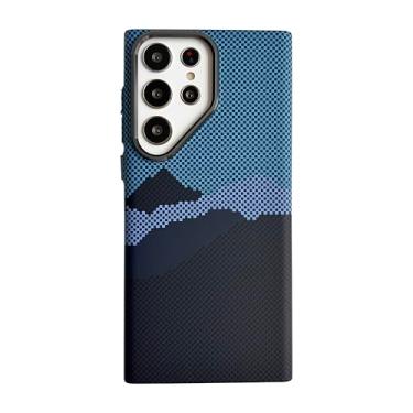 Imagem de JIAONASHIJIA Capa para Samsung Galaxy S23 ultrafina, leve, antiamarelamento, proteção contra quedas atualizada, estilo minimalista, ímã forte embutido. Azul montanha