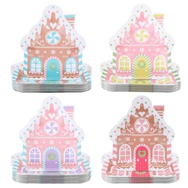 Imagem de Maxdot 60 peças de pratos de papel pastel para casa de pão de gengibre de Natal, descartáveis, utensílios de mesa para festa de família, utensílios de mesa para Natal, jantar, inverno, férias