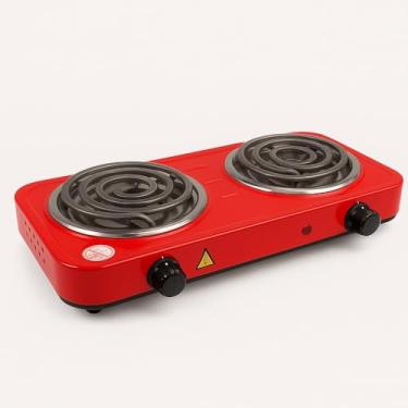 Imagem de Fogão Elétrico Fogareiro Portátil Cooktop 2 Bocas 2000w 127v (VERMELHO)