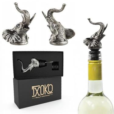 Imagem de Despejador, arejador e decantador de vinho TXOKO de aço inoxidável premium – Bico para vinho tinto, branco e rosa, licor e azeite de oliva! A embalagem da caixa de presente inclui tampa extra.