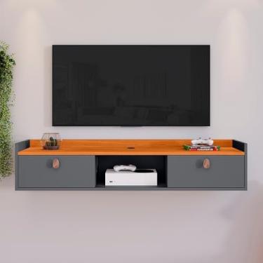 Imagem de Armário para TV de parede 1,20 cm Decoração de interiores Sala de estar/recanto do quarto 2 porta (LIFE CINZA/CINAMOMO)