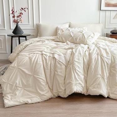 Imagem de Maple&Stone Conjunto de edredom Queen creme, edredom branco com 7 peças, roupa de cama com edredom, lençóis, fronhas e fronhas - creme