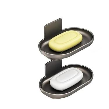 Imagem de Porta-sabonete de alumínio, caixa de sabão, montagem na parede sem perfuração(Cinza*2)